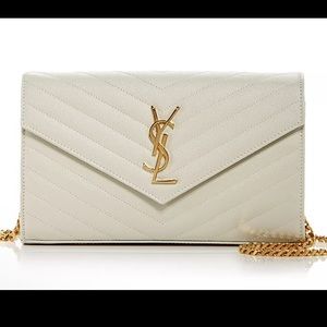 YSL Large Monogram Quilted Leather Wallet / Removable Chain/ Used